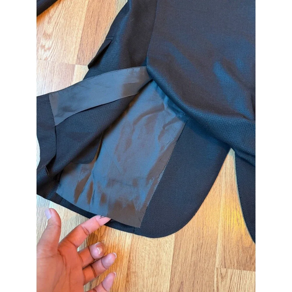 Ermenegildo Zegna Men 40R Blazer Wool Silk Made in Italy Navy Blue Sport Coat